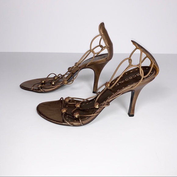 BCBGirls Copper Strappy Leather Heels Size 7.5 - Picture 4 of 8